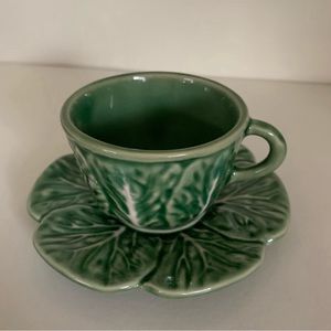 NWOT Bordallo Pinheiro cabbage teacup and saucer
